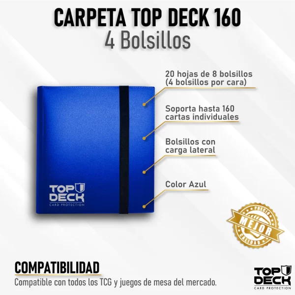 TopDeck - Carpeta Negra de 4 Bolsillos para 160 Cartas